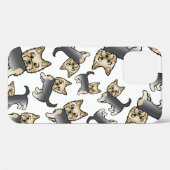 Blauw En Goud Yorkshire Terrier Hond Patroon Case-Mate iPhone Case (Achterkant (horizontaal))