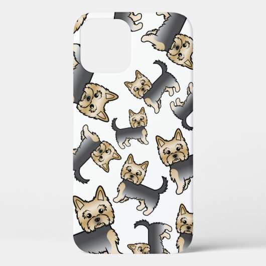 Blauw En Goud Yorkshire Terrier Hond Patroon Case-Mate iPhone Case (Achterkant)