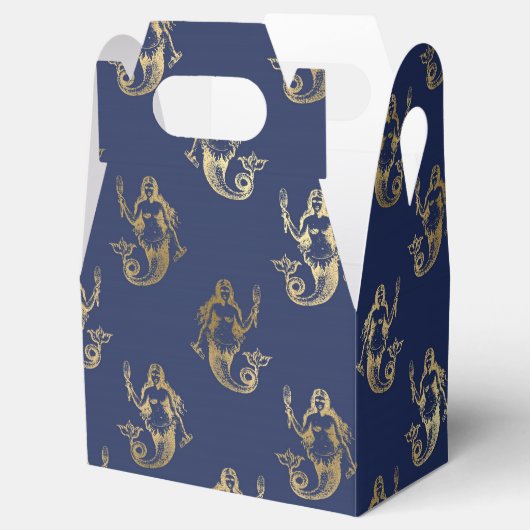 Blauw en Goud  Zeemeermin Bedankdoosjes (Geopend)