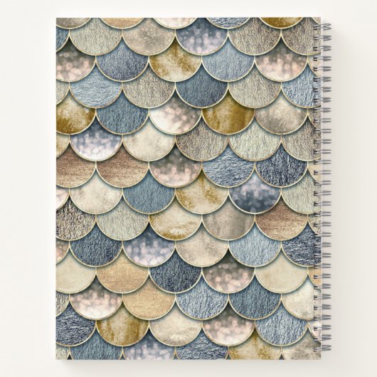 Blauw en Goud Zeemeermin Schalen Journal Notitiebo Notitieboek (Achterkant)