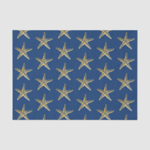 Blauw en Goud Zeester Strand Kust  Tissuepapier