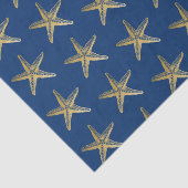 Blauw en Goud Zeester Strand Kust Tissuepapier (Detail)