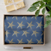 Blauw en Goud Zeester Strand Kust Tissuepapier (Geschenk)