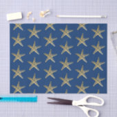 Blauw en Goud Zeester Strand Kust Tissuepapier (Craft)