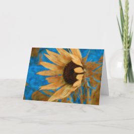 Blauw en Goud Zonnebloem Design Kaart