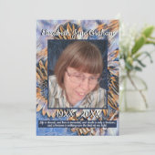 Blauw en Goud Zonnebloem Kunst | Foto | Begrafenis Programmakaart (Staand voorkant)
