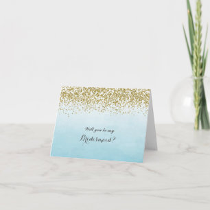 Blauw en Goud zult u mijn bruidsmeisje Kaart