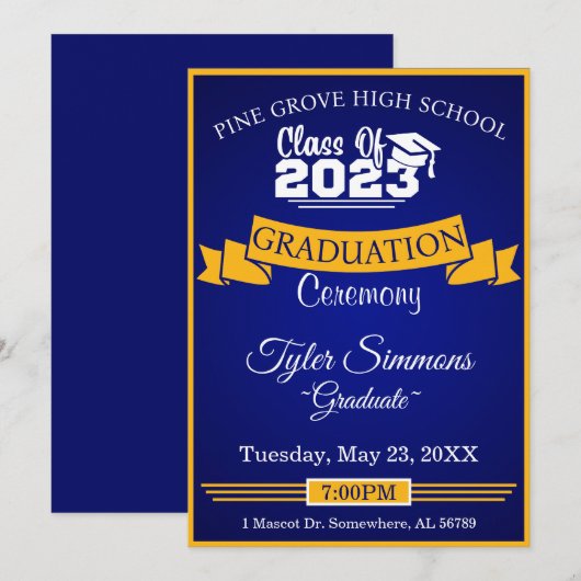 Blauw- en goudAfstuderen Kaart (Voorkant / Achterkant)