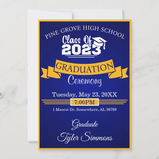 Blauw- en goudAfstuderen Kaart (Voorkant)