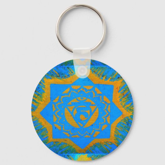 blauw - en goudbetonontwerp sleutelhanger (Voorkant)