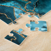 Blauw- en goudblauw legpuzzel (Zijkant)