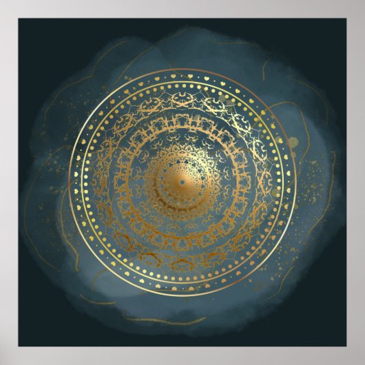 Blauw en goudbloei  poster (Voorkant)