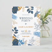 Blauw en goudbloemen lijst kaart (Staand voorkant)