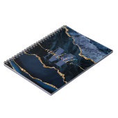 Blauw en goudbruin Glitter Marble Agate Notitieboek (Linkerzijde)