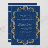 Blauw en goudbruin Indische stijl Kaart (Voorkant / Achterkant)