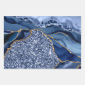 Blauw en goudbruin inpakpapier vel (Voorkant 3)