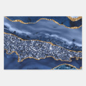 Blauw en goudbruin inpakpapier vel (Voorkant)