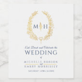 Blauw- en goudbruintekenlabel voor lederen monogra wijn etiket (Enkel label)