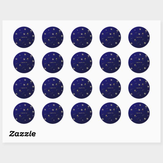blauw en gouddejaarsticker ronde sticker (Vel)