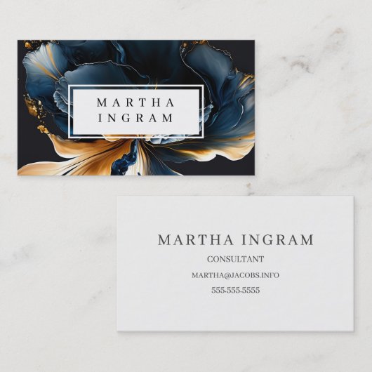 Blauw en gouden abstract ontwerp visitekaartje (Voorkant / Achterkant)