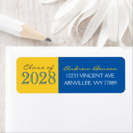 Blauw en Gouden Afstudeer Retouradreslabels Etiket