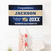 Blauw en Gouden Afstudeerfeest Spandoek (Insitu)