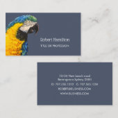 Blauw en gouden ara waterverf schilderij visitekaartje (Voorkant / Achterkant)