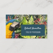 Blauw en gouden ara waterverf schilderij visitekaartje (Voorkant)