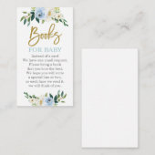 Blauw en gouden baby shower brengen een boekencel  informatiekaartje (Voorkant / Achterkant)