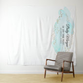 Blauw en gouden babyshower-achtergrond foto prop wandkleed (In Situ (horizontaal))