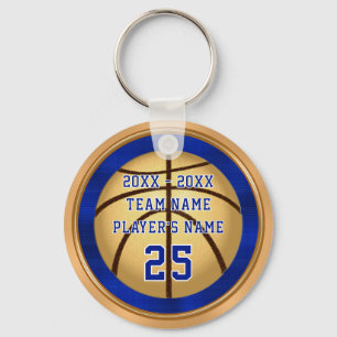Blauw en Gouden Basketbal Sleutelhangers met UW TE