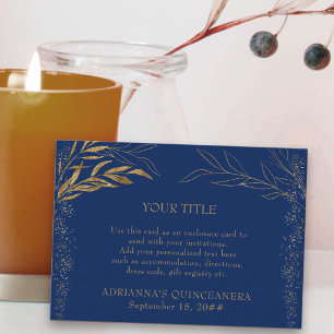 Blauw en gouden blad aangepaste ontvangst bijlage 