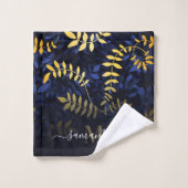 Blauw en gouden bladeren bad handdoek (Wasdoekje)