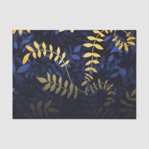 Blauw en gouden bladeren tissuepapier