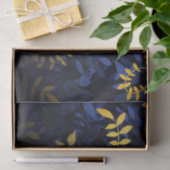 Blauw en gouden bladeren tissuepapier (Geschenk)