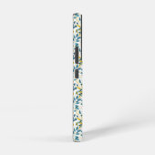 Blauw en Gouden Bladpatroon met Initialen Samsung Galaxy Hoesje (Rechterkant)