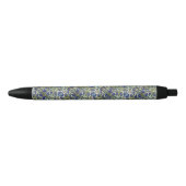  blauw en gouden bloemmotief zwarte inkt pen (Voorkant)