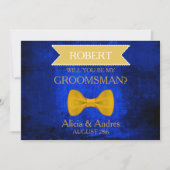 Blauw en gouden boei... word je mijn Groomsman? In Kaart (Voorkant)