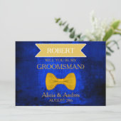 Blauw en gouden boei... word je mijn Groomsman? In Kaart (Staand voorkant)