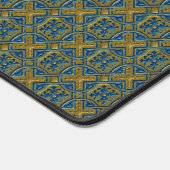 Blauw en gouden Brocade Monogrammed Bureaumat (Hoek)