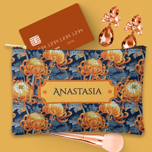 Blauw en gouden chrysanten etui