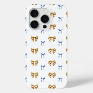 Blauw en Gouden Coquette Bow iPhone 15 Pro Case