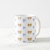 Blauw en Gouden Coquette Bow Koffiemok (Voorkant rechts)
