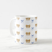 Blauw en Gouden Coquette Bow Koffiemok (Voorkant links)