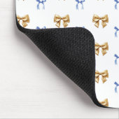 Blauw en Gouden Coquette Bow Muismat (Hoek)