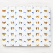 Blauw en Gouden Coquette Bow Muismat (Voorkant)