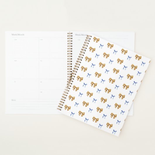 Blauw en Gouden Coquette Bow Planner (Display)