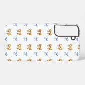 Blauw en Gouden Coquette Bow Samsung Galaxy Hoesje (Achterkant horizontaal)