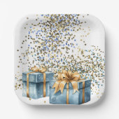 Blauw en Gouden Document Borden Papieren Bordje (Voorkant)