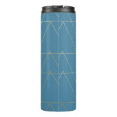 Blauw en gouden driehoek Patroonmonogram Thermosbeker (Achterkant)